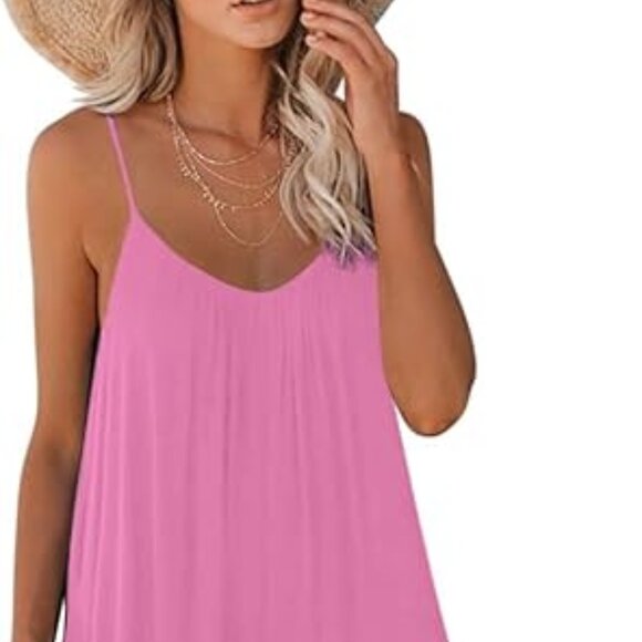 Womens Casual Loose Sleeveless Jumpsuit Spaghetti Strap Stretchy Wide Leg - Picture 2 of 8